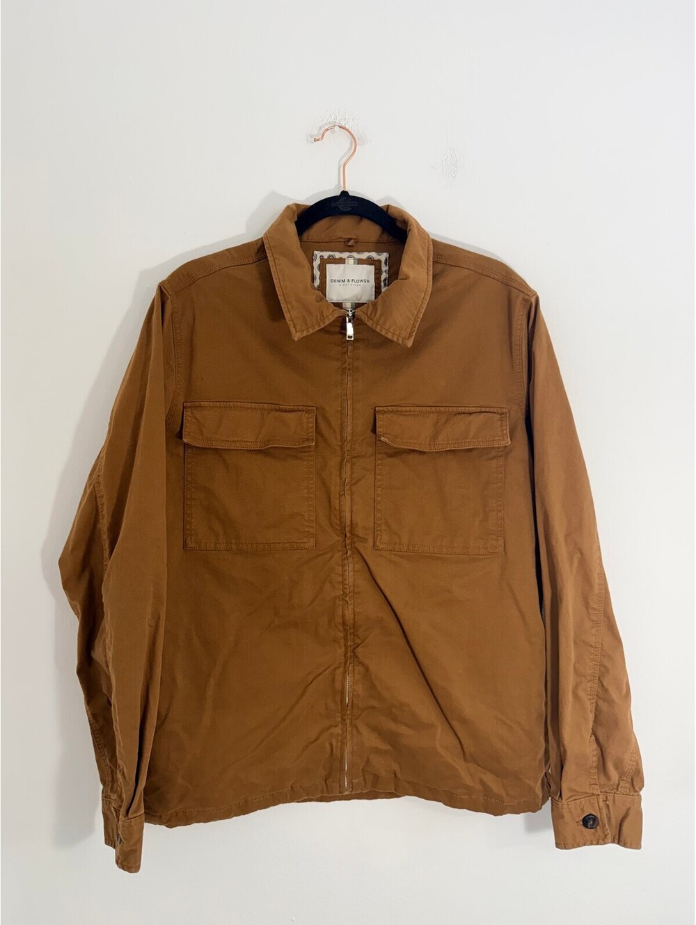 Denim & Flower Ricky Singh Men’s L Brown Utility Zip Shirt Jacket Shacket - Picture 2 of 9